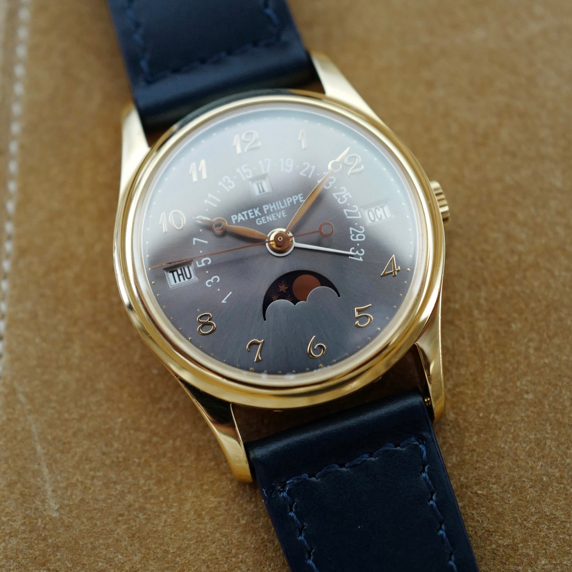 Patek Philippe Yellow Gold Perpetual Calendar Special Order Grey Dial Watch Ref. 5050