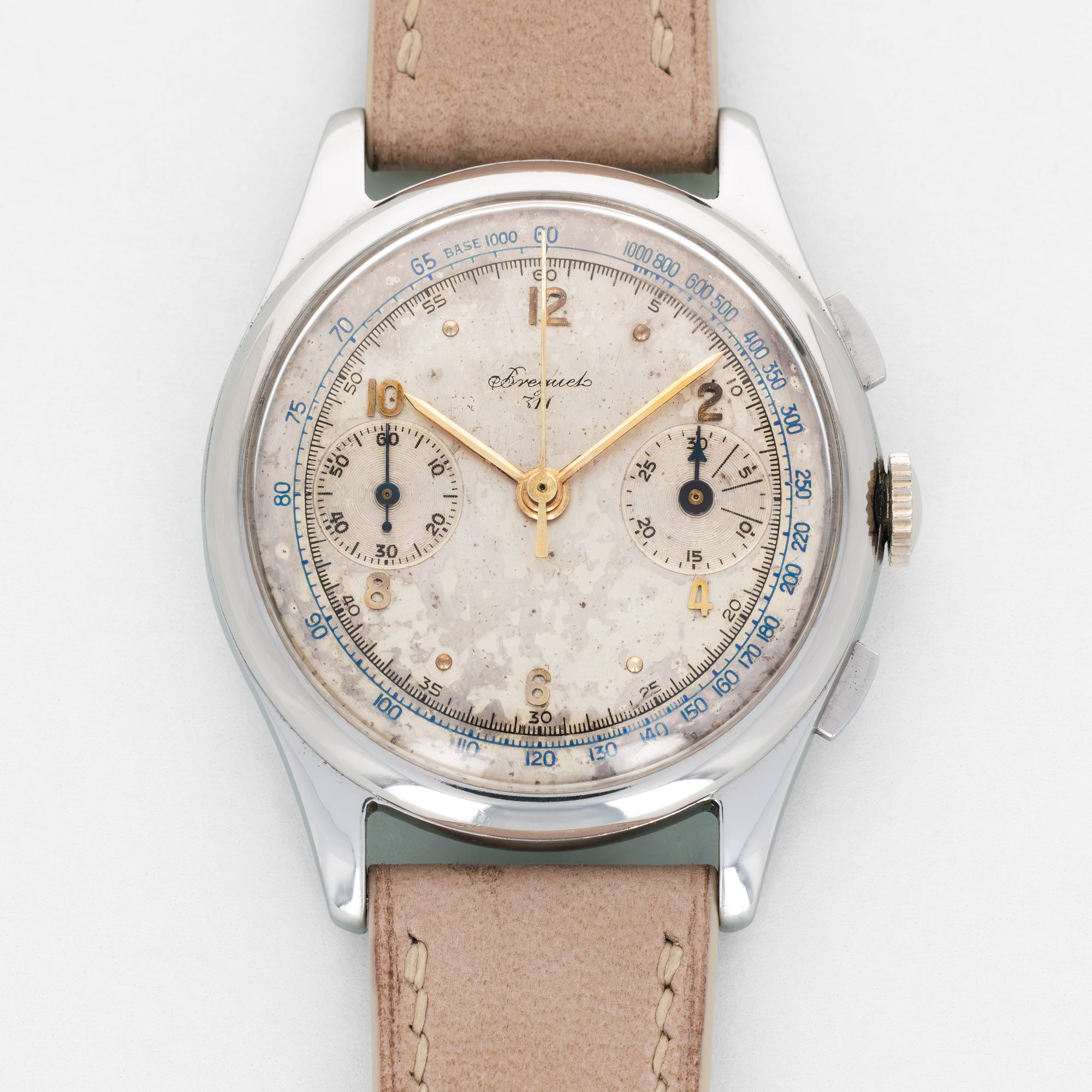Breguet Steel Chronograph Watch, 1940s