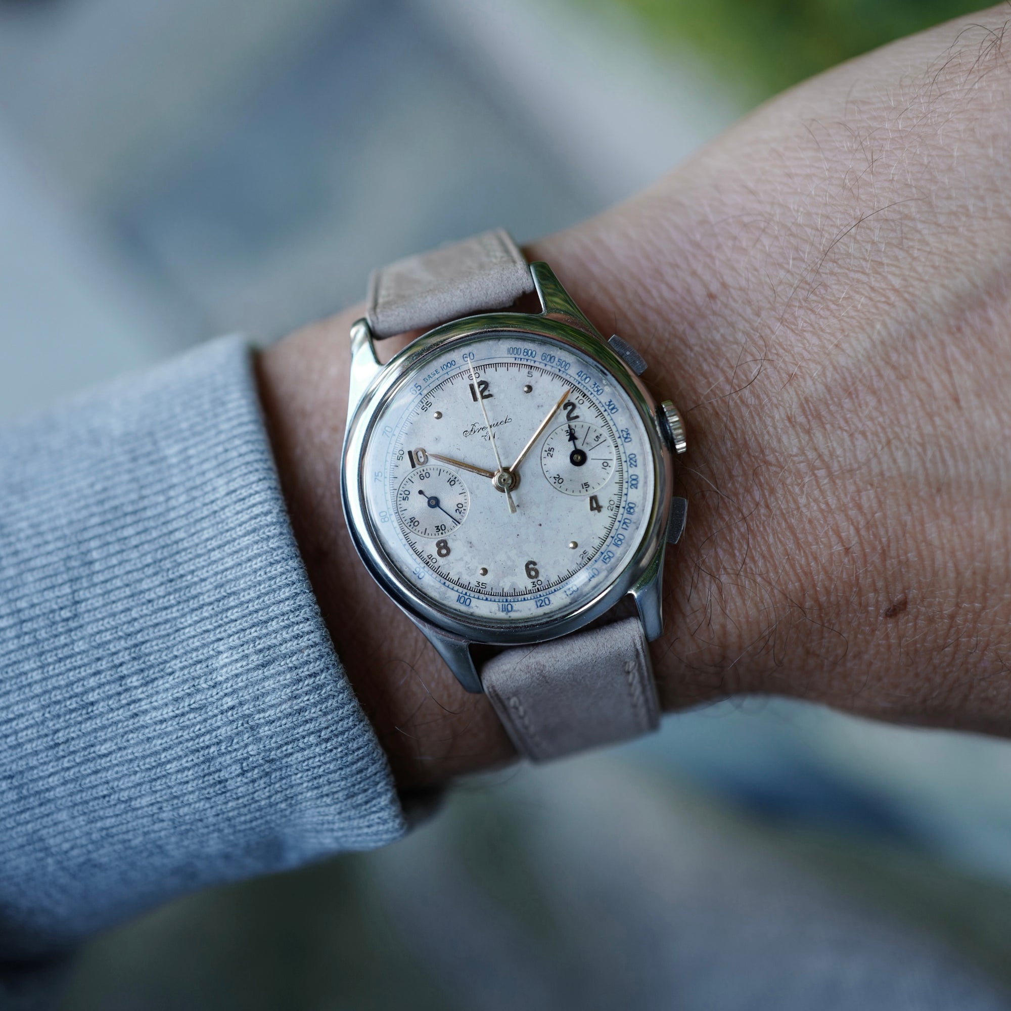Breguet Steel Chronograph Watch, 1940s