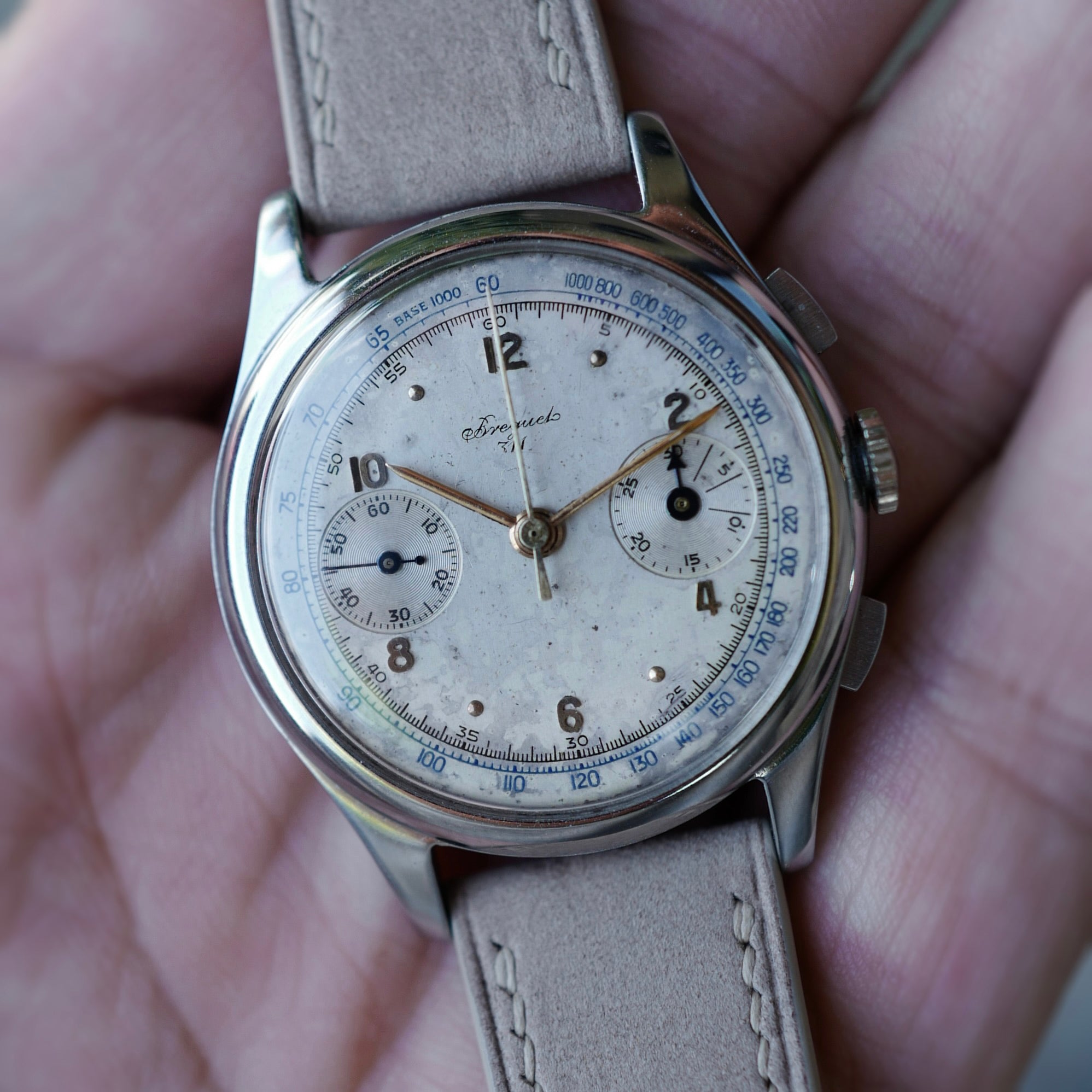 Breguet Steel Chronograph Watch, 1940s