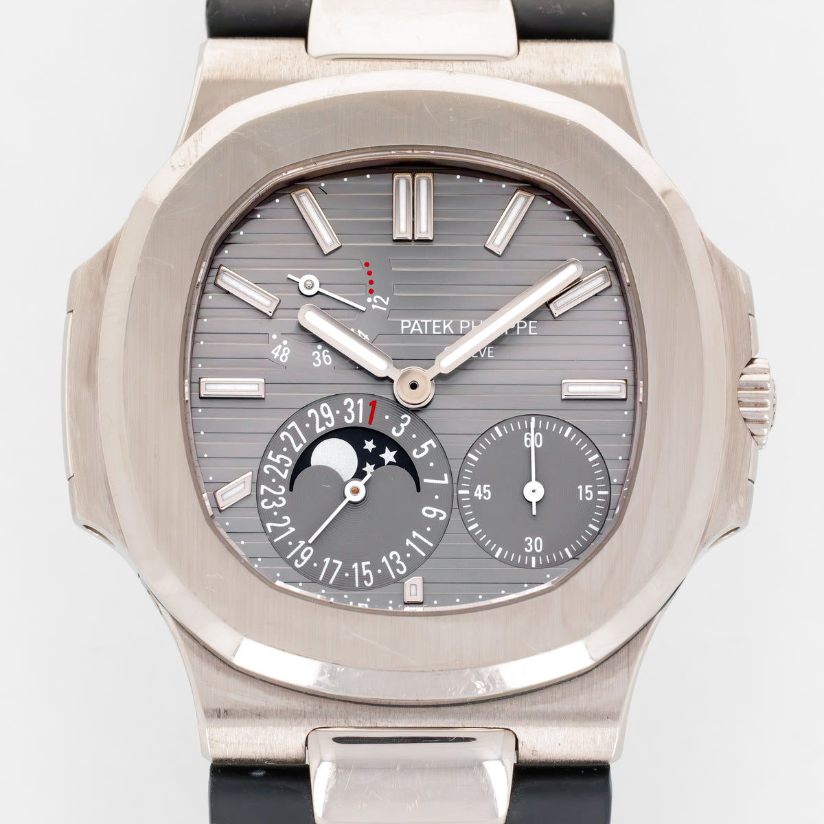 Patek Philippe White Gold Nautilus Moonphase Watch Ref. 5712
