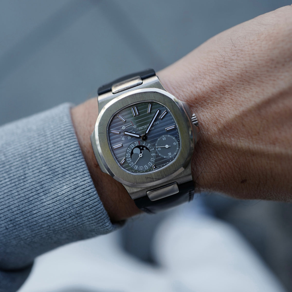 Patek Philippe White Gold Nautilus Moonphase Watch Ref. 5712