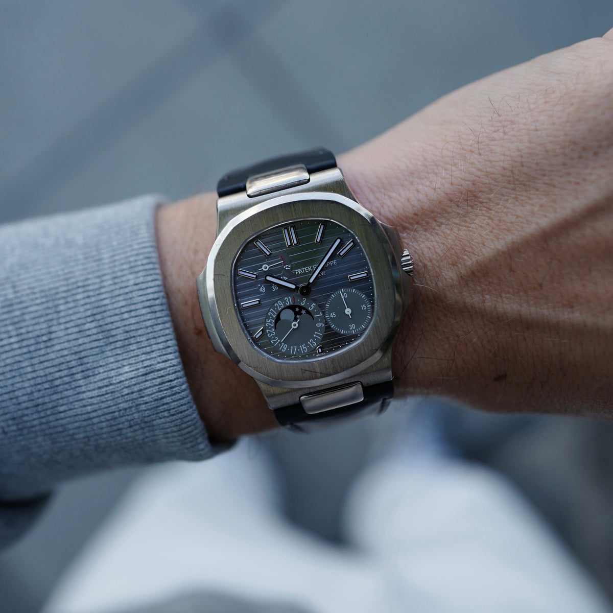 Patek Philippe White Gold Nautilus Moonphase Watch Ref. 5712