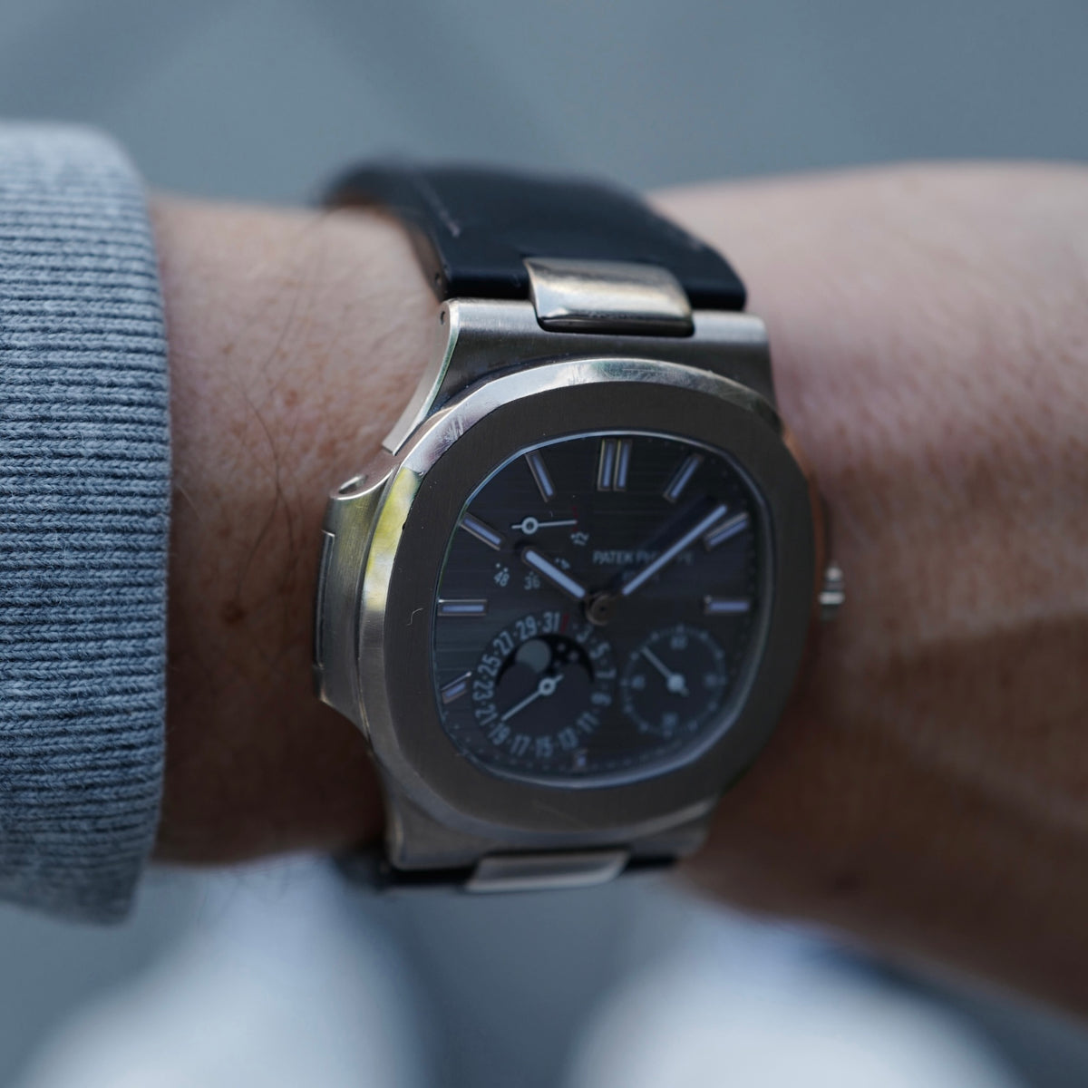 Patek Philippe White Gold Nautilus Moonphase Watch Ref. 5712