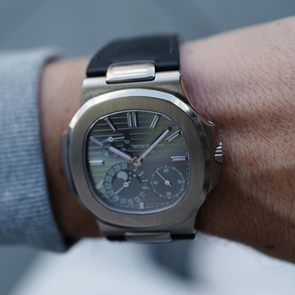 Patek Philippe White Gold Nautilus Moonphase Watch Ref. 5712