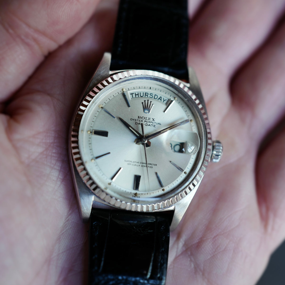 Rolex White Gold Oyster Perpetual Day-Date Ref. 1803/9 with Doorstep Dial (New Arrival)