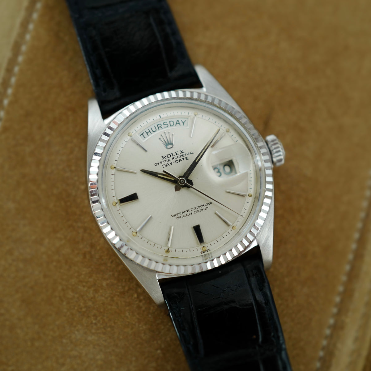 Rolex White Gold Oyster Perpetual Day-Date Ref. 1803/9 with Doorstep Dial (New Arrival)