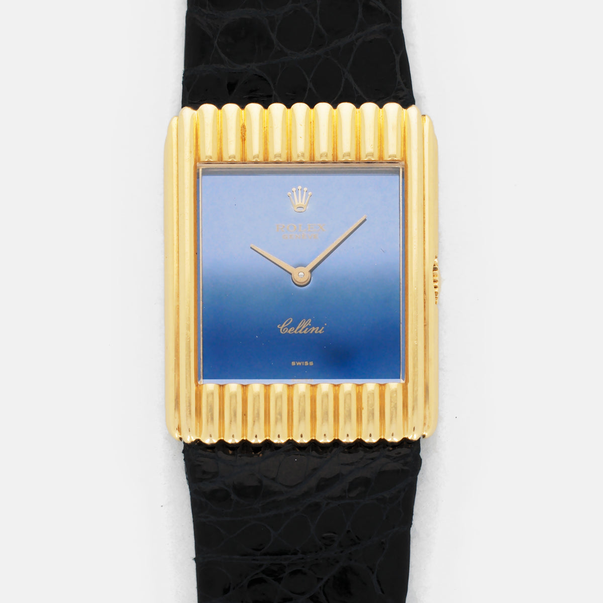 Rolex Cellini 18k YG Ribbed Case Blue Dial Ref. 4016/8