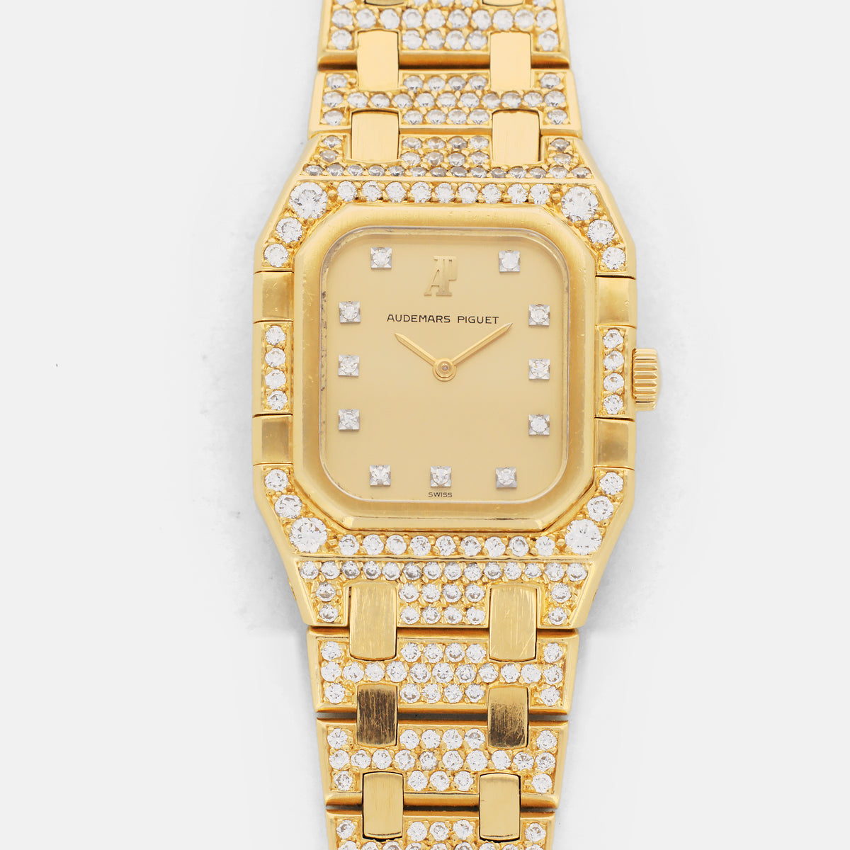 Audemars Piguet Yellow Gold Royal Oak Quartz Ref. 6010BA with Factory Diamond Pave Case and Bracelet