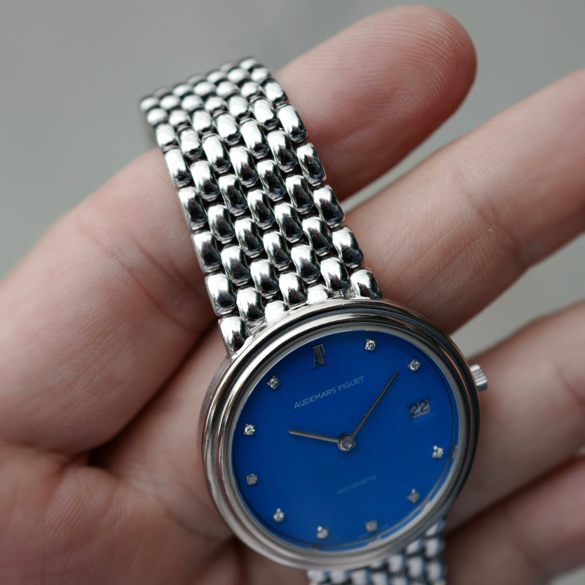 Audemars Piguet White Gold Blue Diamond Dial Bracelet Watch (New Arrival)