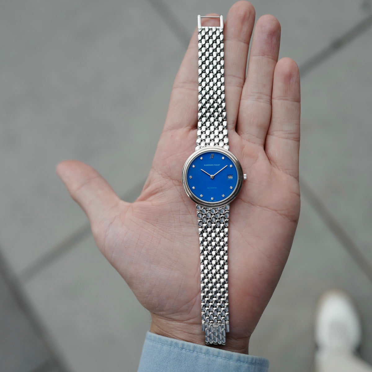 Audemars Piguet White Gold Blue Diamond Dial Bracelet Watch (New Arrival)