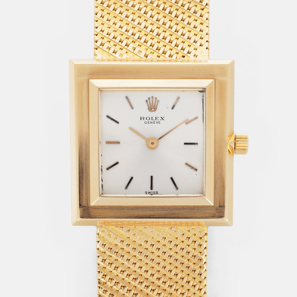 Rolex Pink Gold Square Bracelet Watch