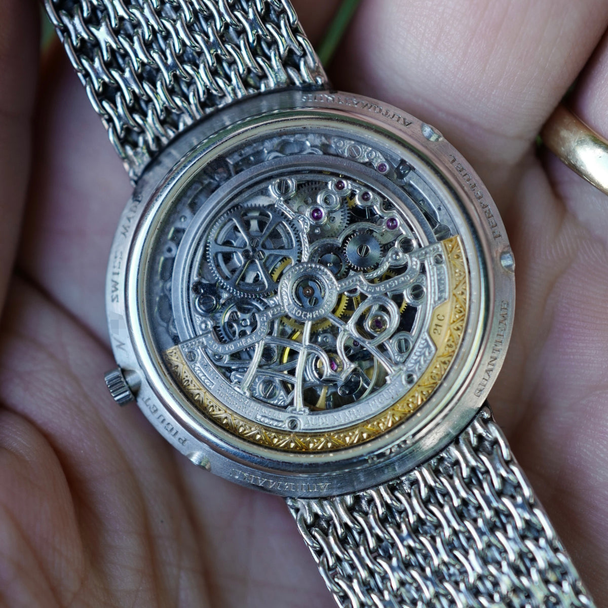 Audemars Piguet Platinum Skeletonized Perpetual Calendar Diamond Dial Bracelet Watch Ref. 25669PT, One of Three Made