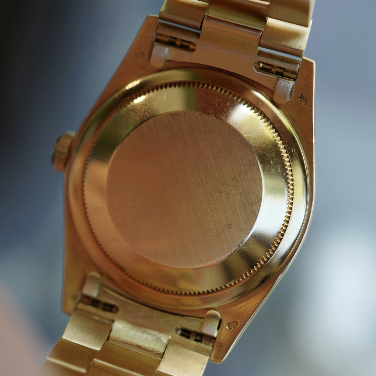 Rolex Yellow Gold Day-Date Watch Ref. 18238 with 6/9 Diamond Cachalong Stone Dial