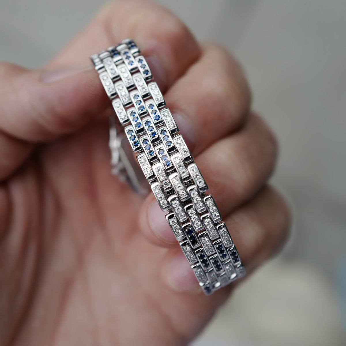 Cartier White Gold Diamond &amp; Sapphire Panthere Watch Ref. 8669