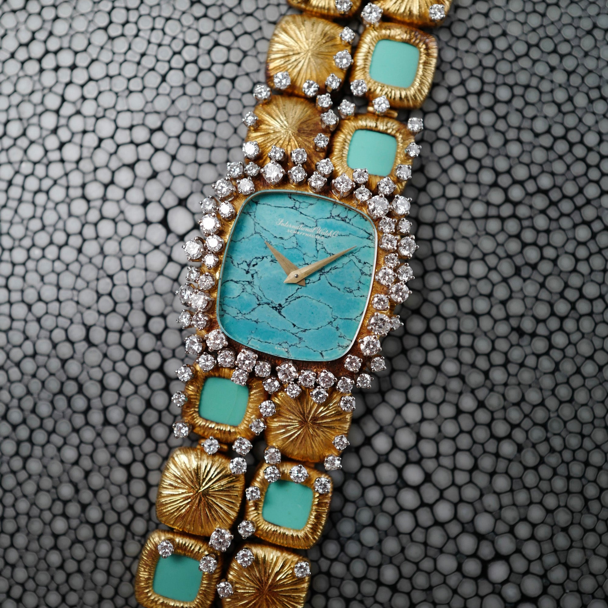 IWC Yellow Gold Turquoise &amp; Diamond Watch