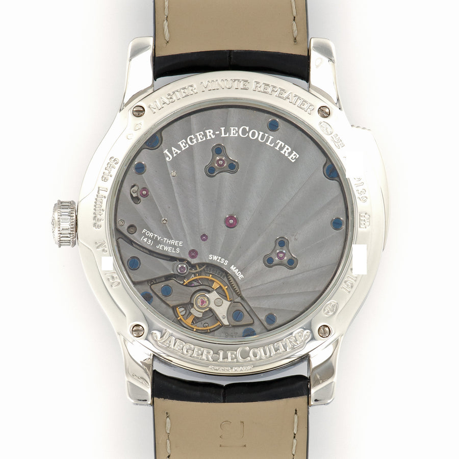 Jaeger LeCoultre Platinum Master Control Minute Repeater Baguette Diamond Watch