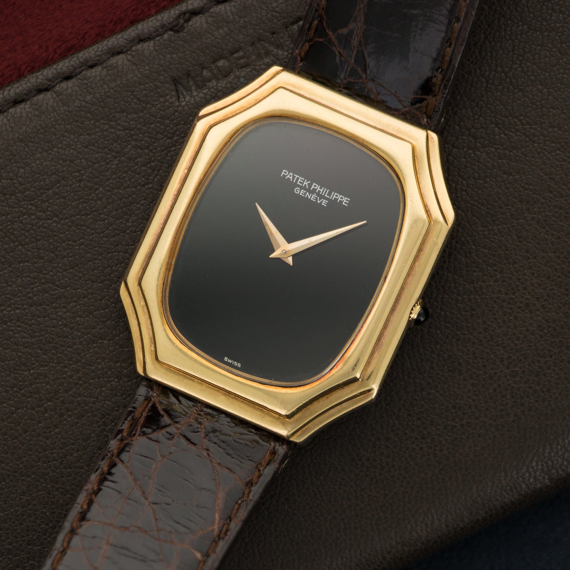 Patek Philippe - Patek Philippe Yellow Gold Onyx Dial Strap Watch Ref. 3729 - The Keystone Watches