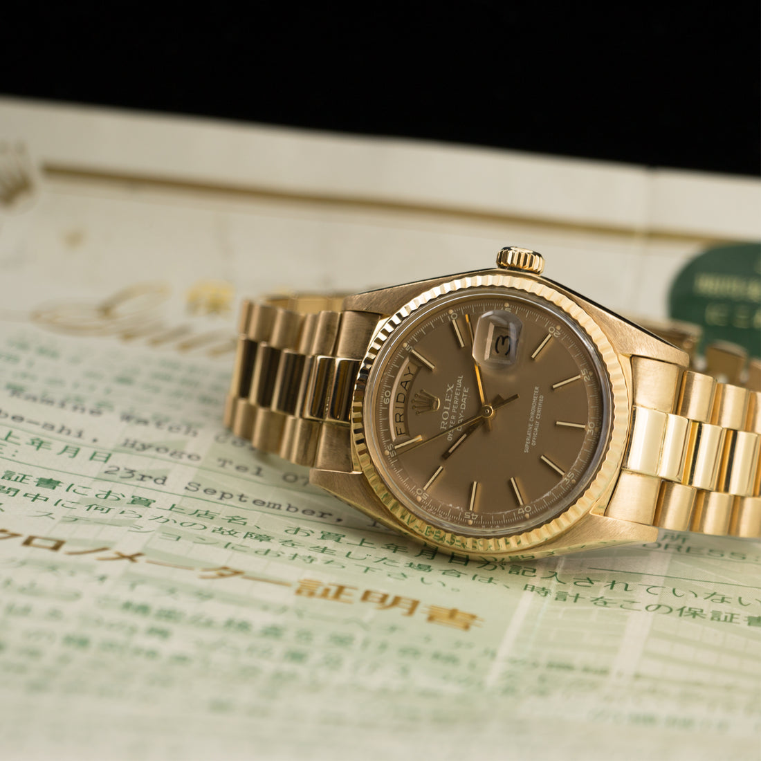 Rolex Yellow Gold Day-Date Watch Ref. 1803 with Original Papers