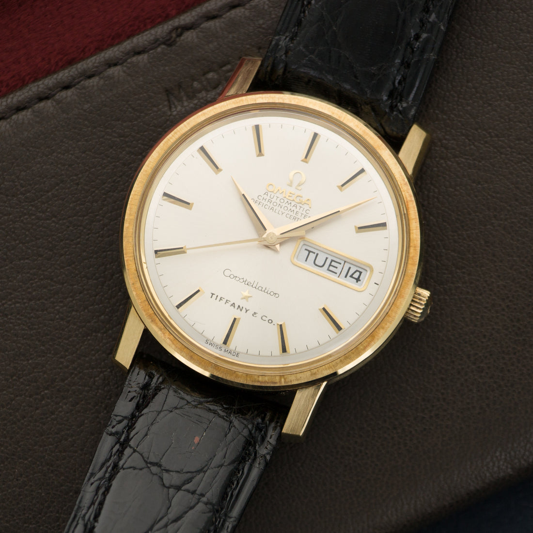 Omega Yellow Gold Constellation Tiffany & Co. Strap Watch