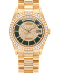 Rolex - Rolex Yellow Gold Day-Date Ref. 18348 with Original Carousel Diamond and Green Enamel Dial - The Keystone Watches