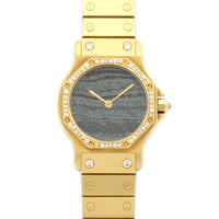 Cartier Yellow Gold Santos Diamond & Stone Dial Watch
