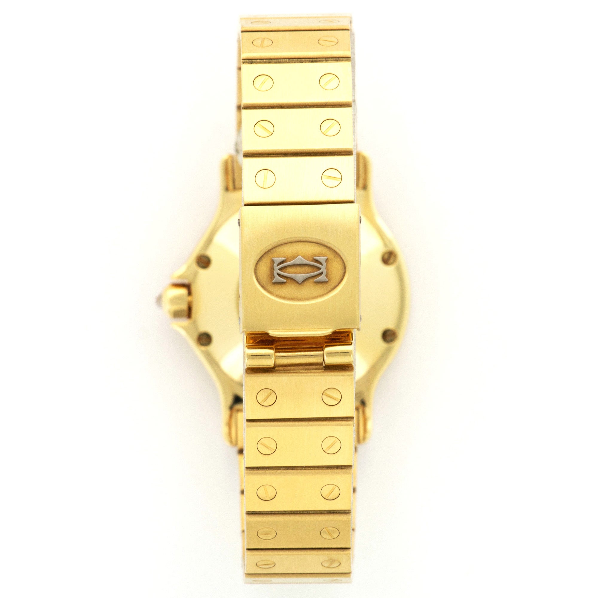 Cartier - Cartier Yellow Gold Santos Diamond &amp; Stone Dial Watch - The Keystone Watches