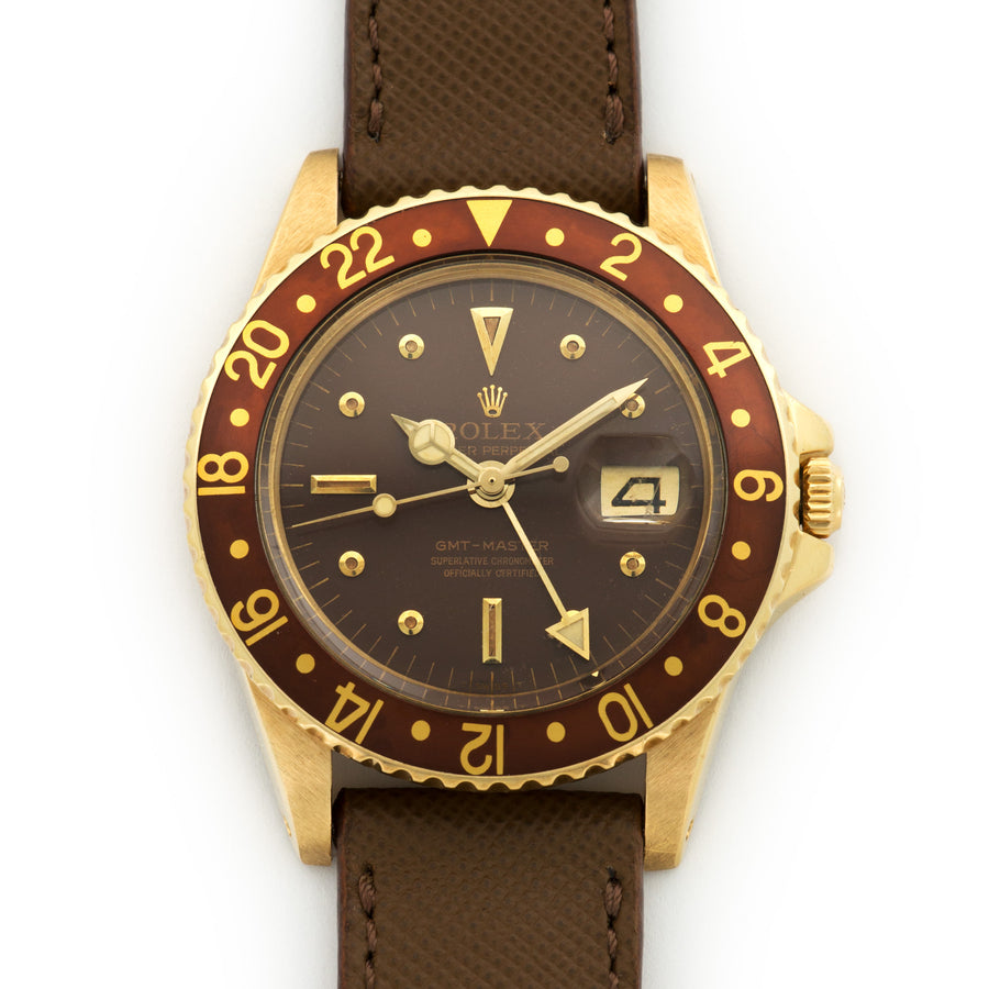 Vintage Rolex Root Beer GMT-Master Gold Brown Ref. 1675 with Paper