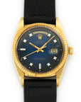 Rolex Day-Date Yellow Gold with Blue Vignette and Diamond Dial on Strap