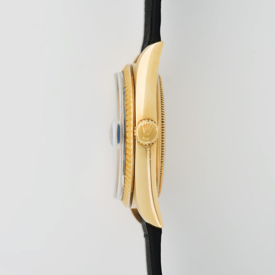 Rolex Day-Date Yellow Gold with Blue Vignette and Diamond Dial on Strap