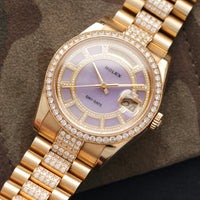 Rolex Yellow Gold Day-Date Pave Diamond Watch Ref. 118348
