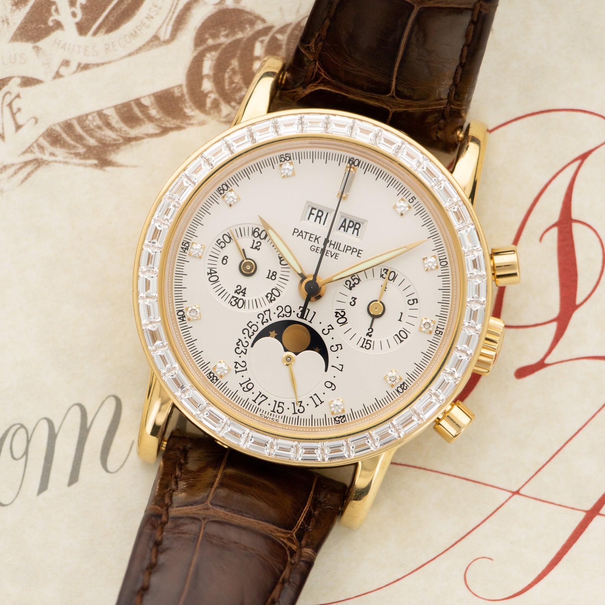 Patek Philippe - Patek Philippe Yellow Gold Perpetual Calendar Chrono Baguette Watch Ref. 3990 - The Keystone Watches