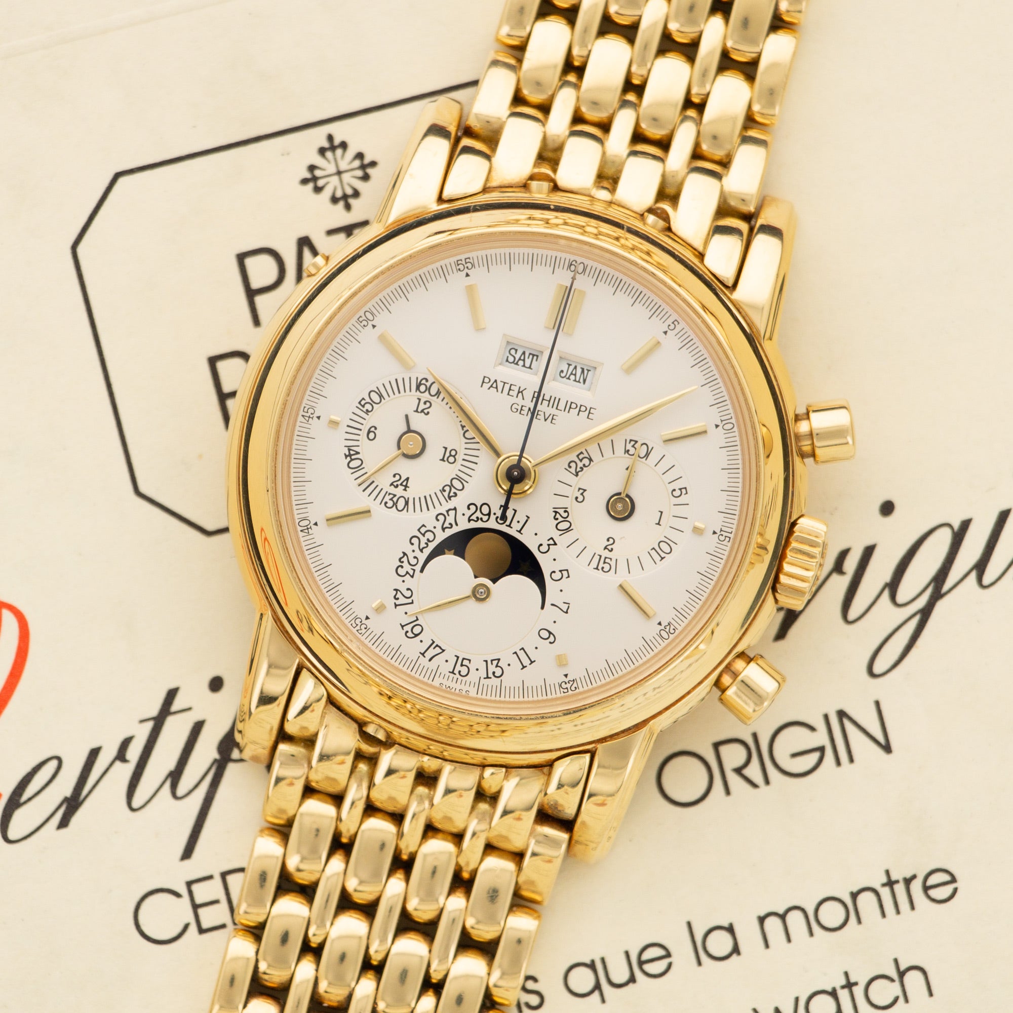 Patek Philippe - Patek Philippe Yellow Gold 2nd Series Perpetual Calendar Chrono Watch Ref. 3970 - The Keystone Watches