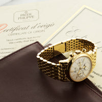 Patek Philippe Yellow Gold 2nd Series Perpetual Calendar Chrono Watch Ref. 3970