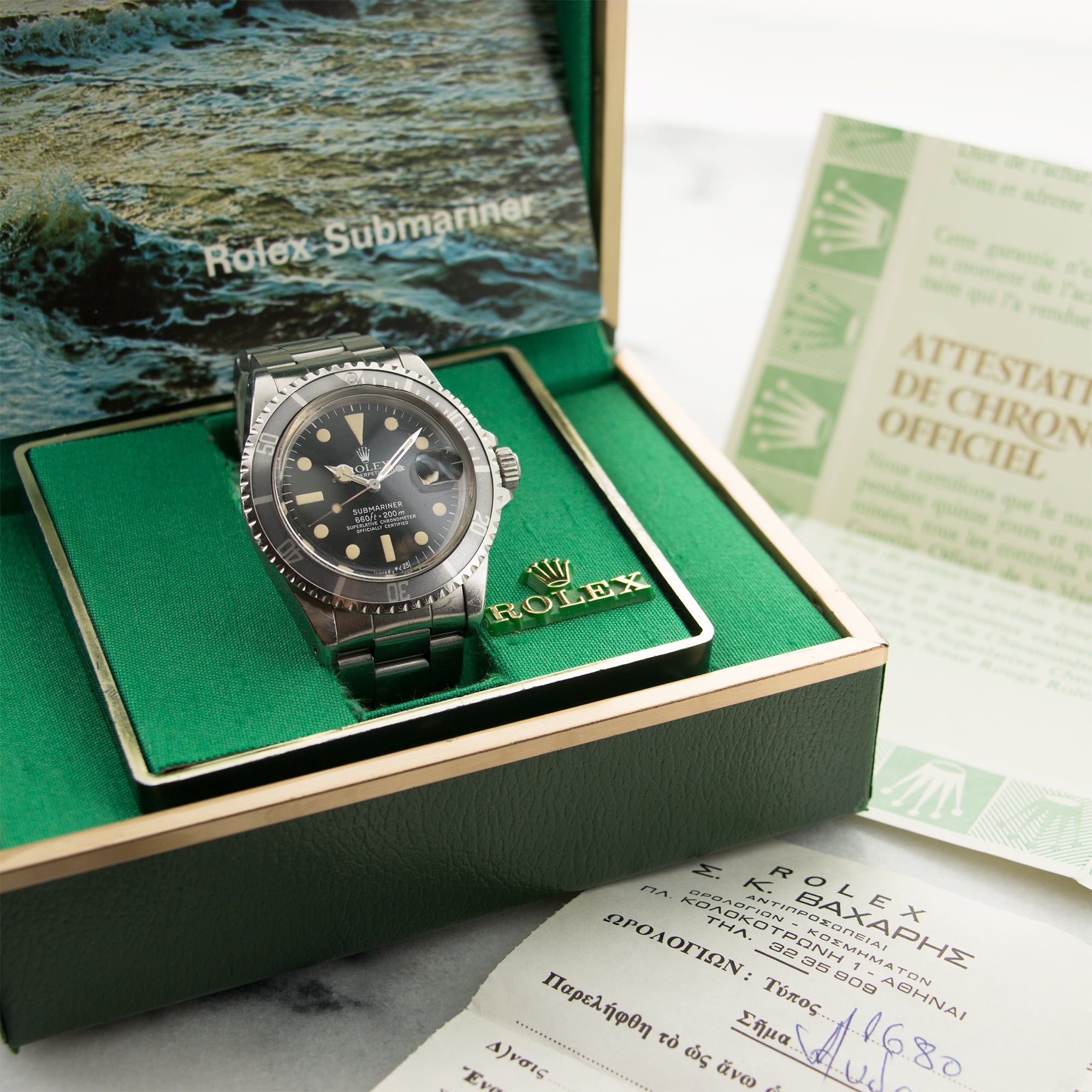 Vintage Rolex Submariner Watch Ref. 1680 with Box &amp; Papers