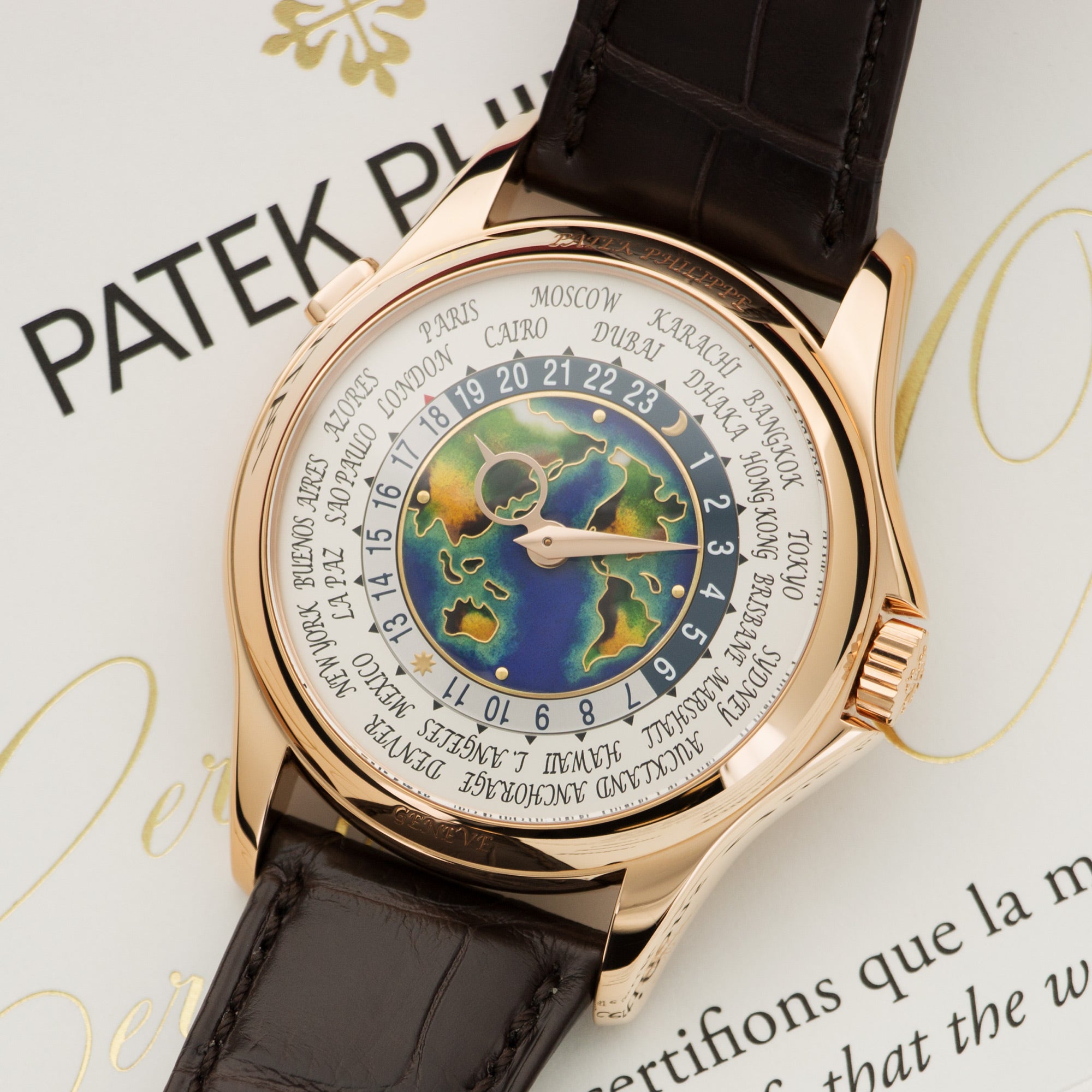 Patek Philippe - Patek Philippe Rose Gold World Time Cloisonne Watch Ref. 5131 - The Keystone Watches