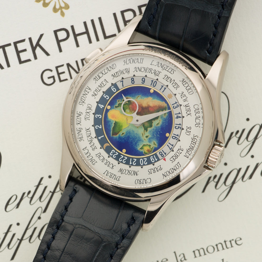 Patek Philippe White Gold World Time Cloisonne Watch Ref. 5131G