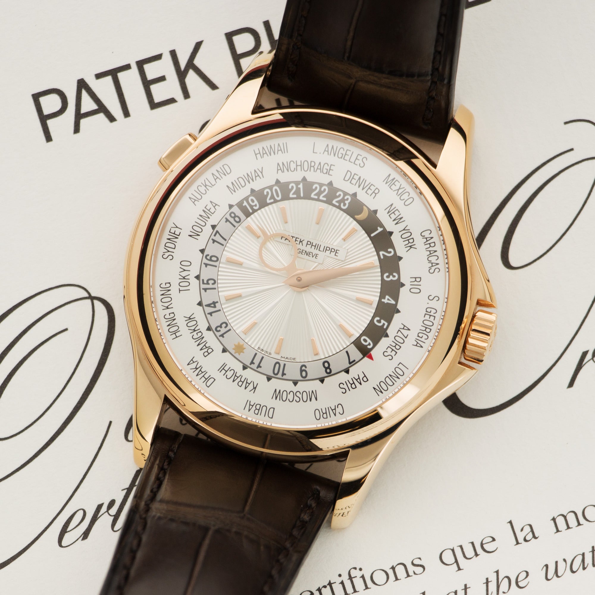 Patek Philippe - Patek Philippe Rose Gold World Time Watch Ref. 5130R - The Keystone Watches