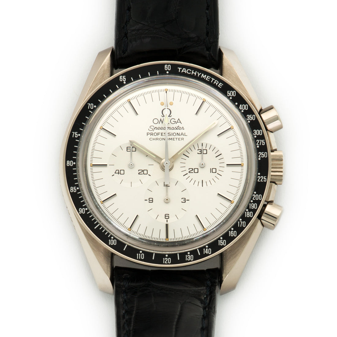 Omega White Gold Speedmaster Apollo XI Watch