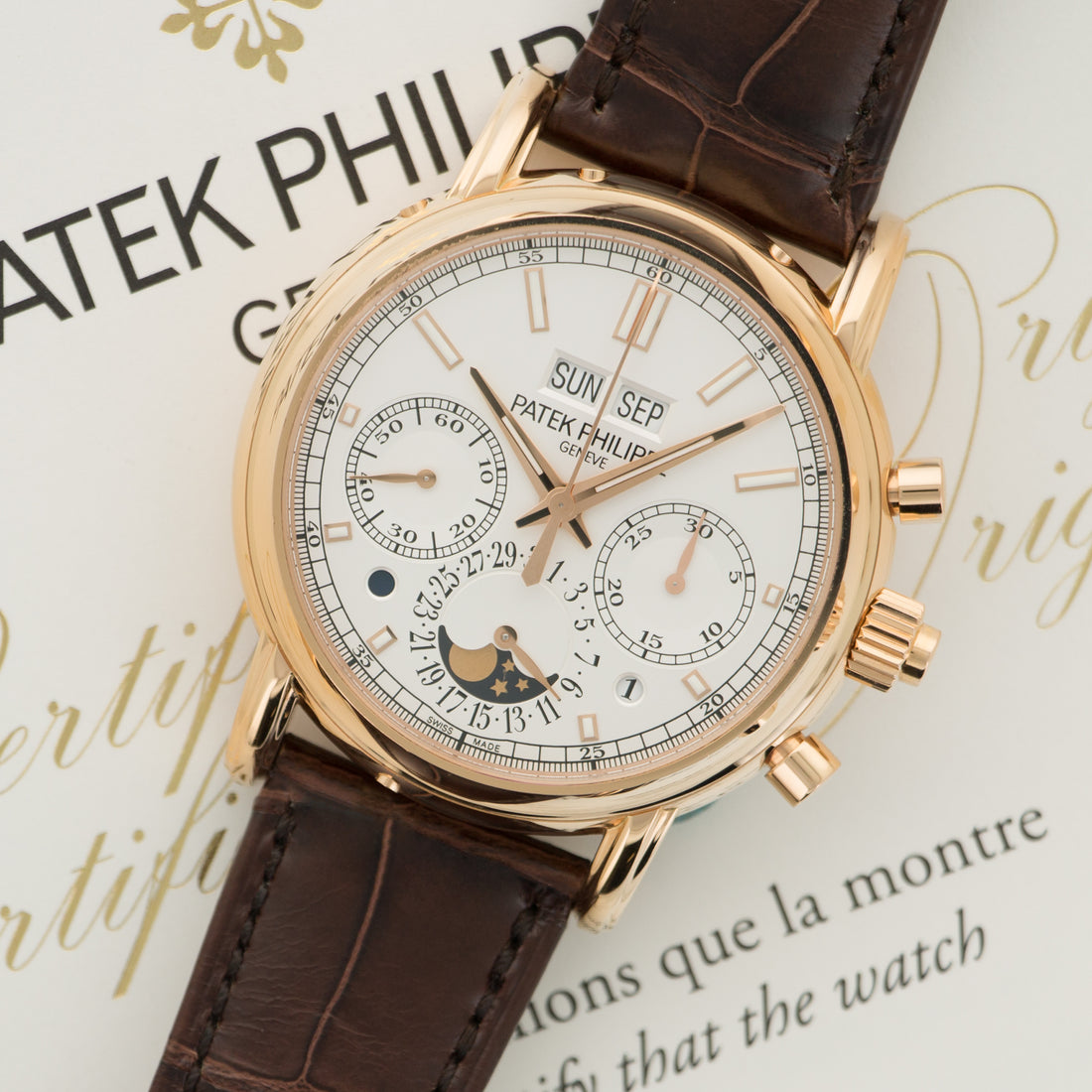 Patek Philippe Rose Gold Perpetual Chronograph Split Seconds Watch Ref. 5204