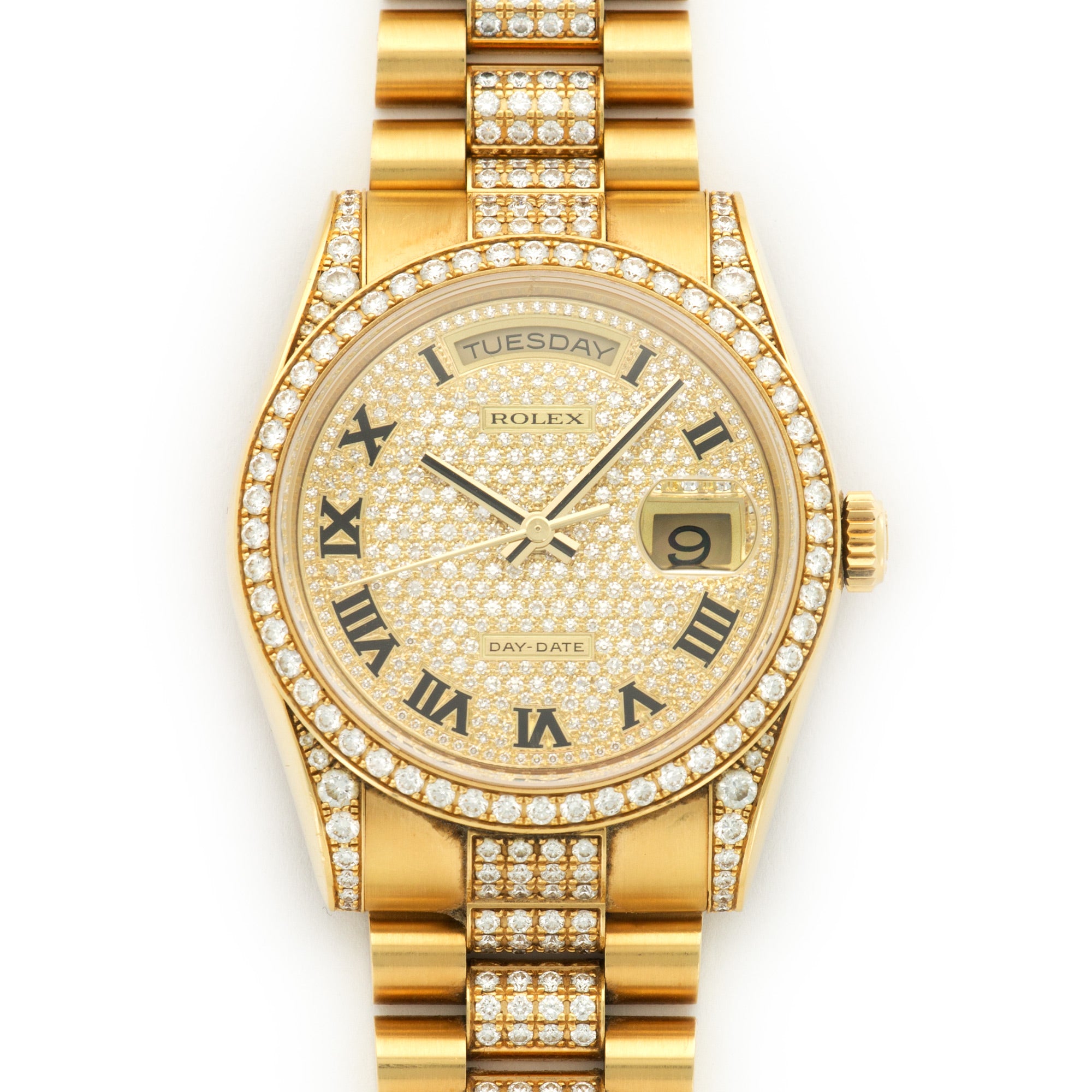 Rolex - Rolex Yellow Gold Day-Date Full Diamond Watch Ref. 118388 - The Keystone Watches