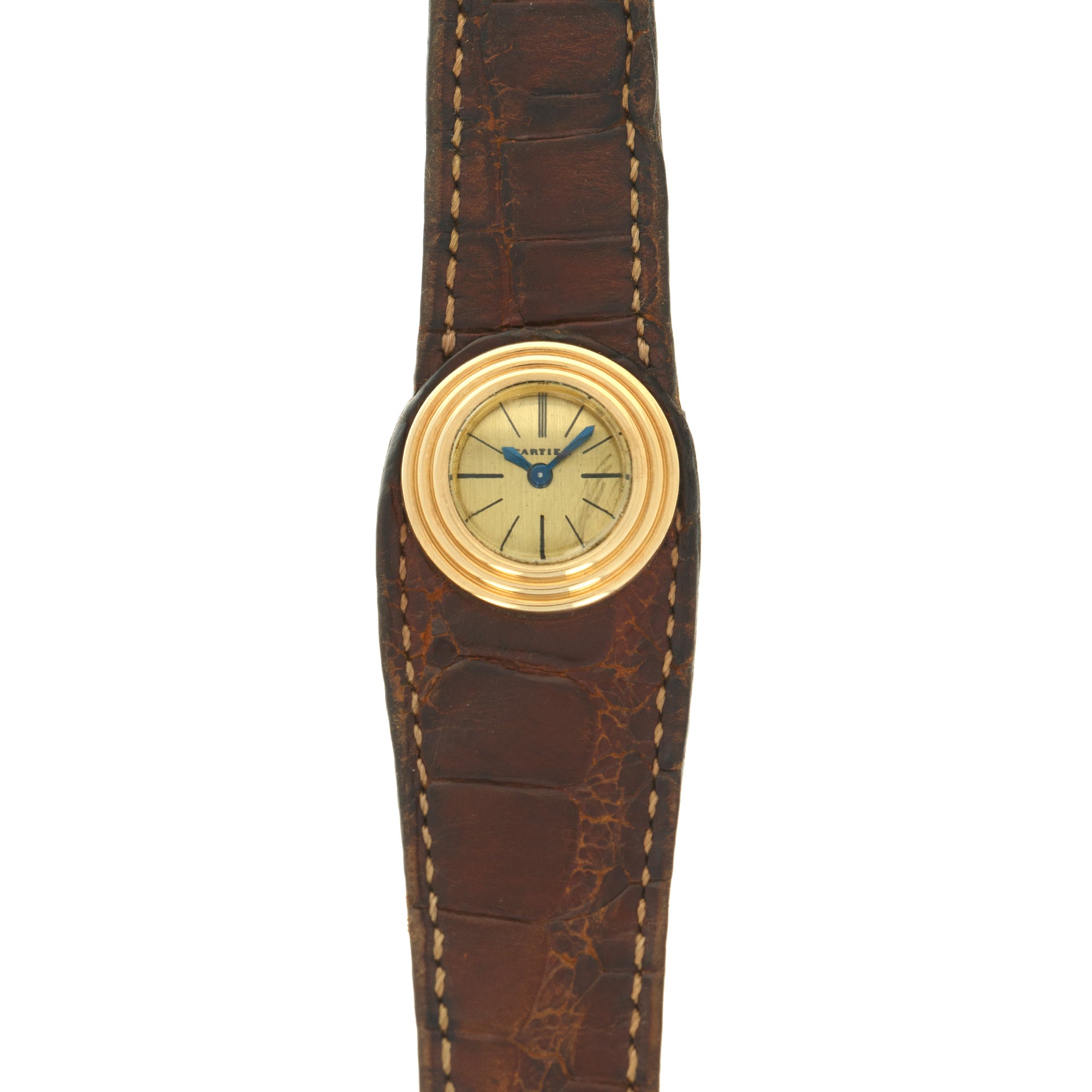 Cartier - Cartier Yellow Gold Leather Watch, As Seen in George Gordons Cartier Book - The Keystone Watches