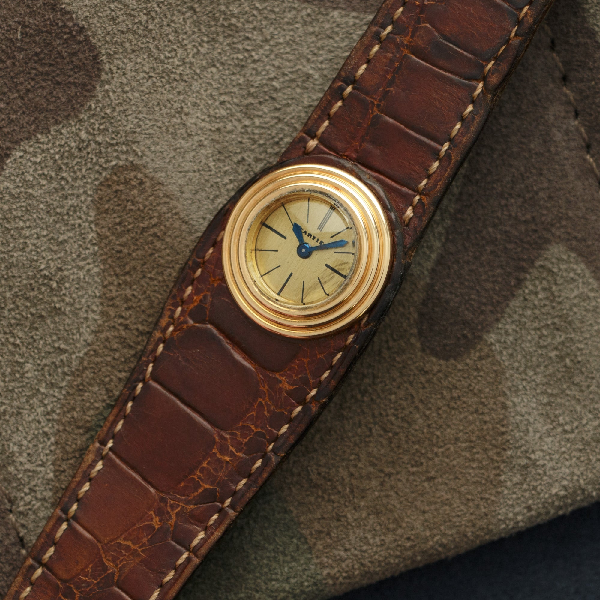 Cartier - Cartier Yellow Gold Leather Watch, As Seen in George Gordons Cartier Book - The Keystone Watches