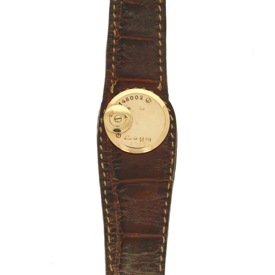 Cartier Yellow Gold Leather Watch, As Seen in George Gordons Cartier Book