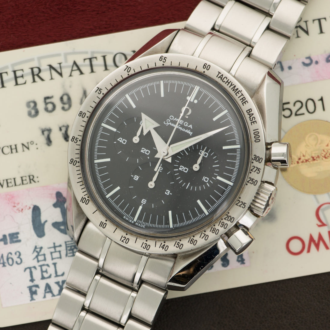 Omega Steel Speedmaster Broad Arrow Chronograph Watch