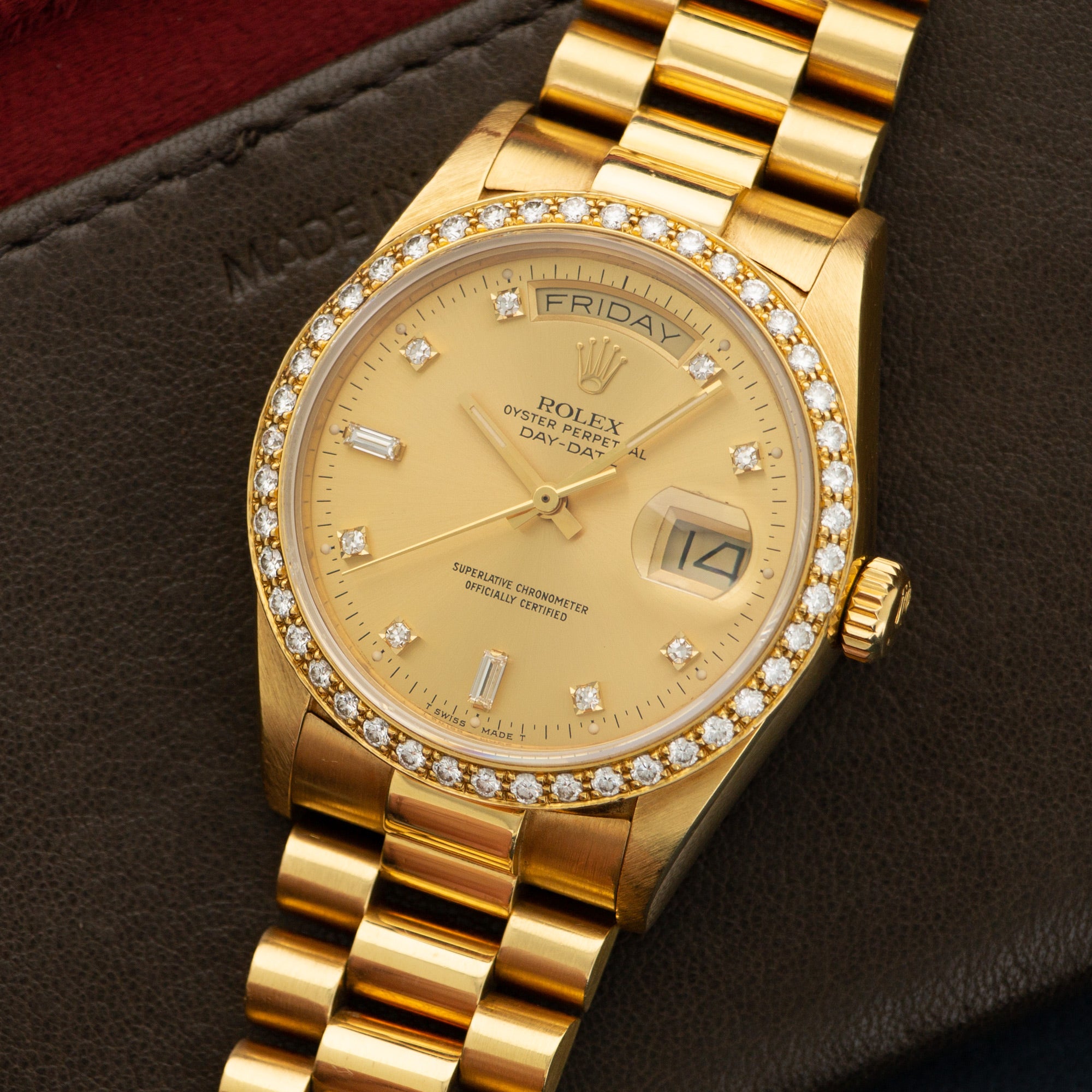 Rolex - Rolex Yellow Gold Day-Date Diamond Watch Ref. 18048 - The Keystone Watches