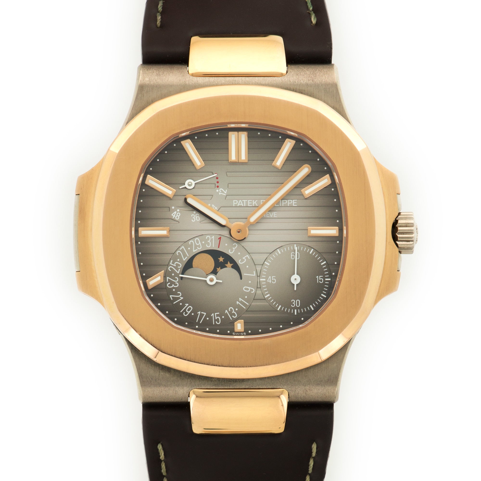 Patek Philippe - Patek Philippe White & Rose Gold Nautilus Moonphase Watch Ref. 5712GR - The Keystone Watches