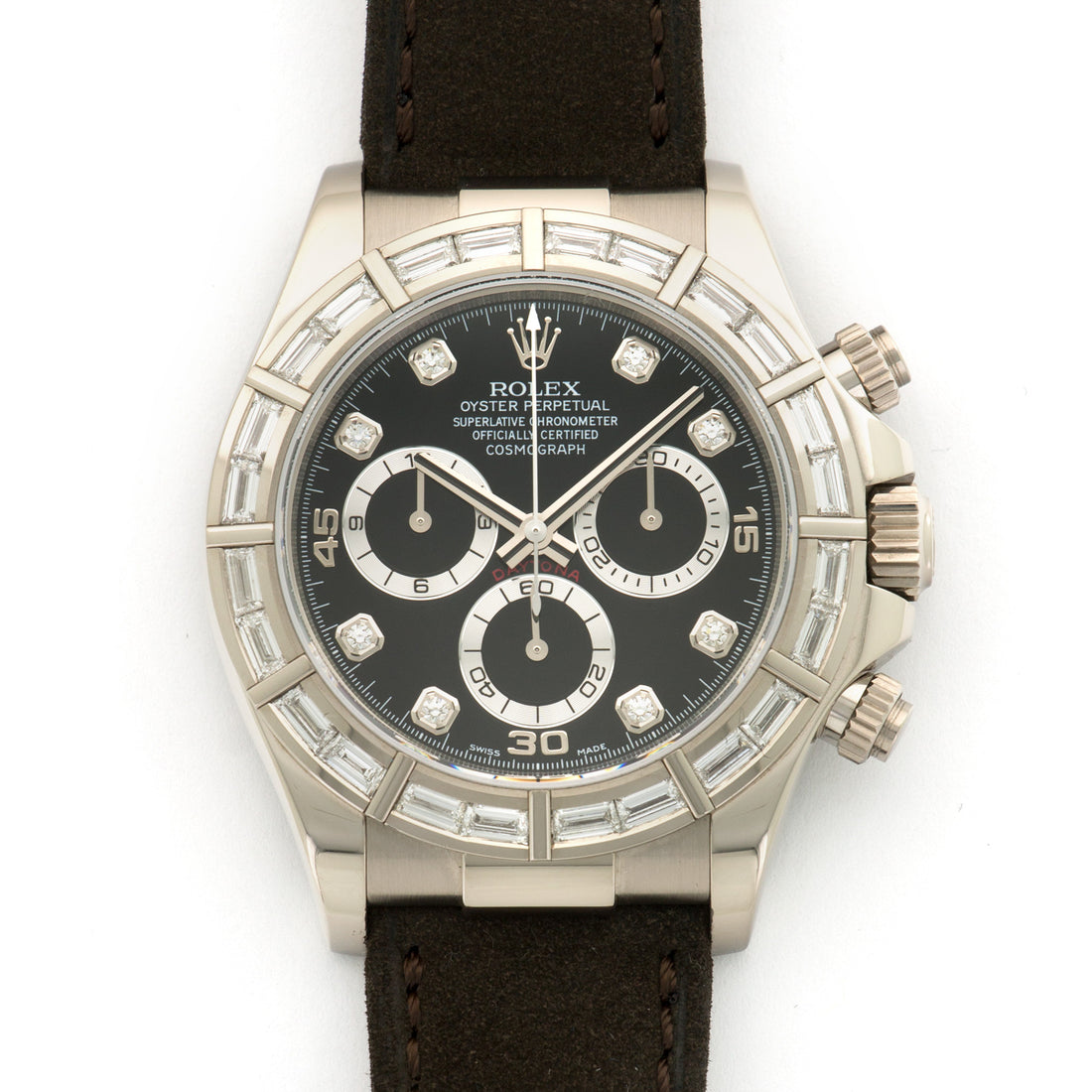 Rolex White Gold Daytona Baguette Diamond Watch Ref. 116589