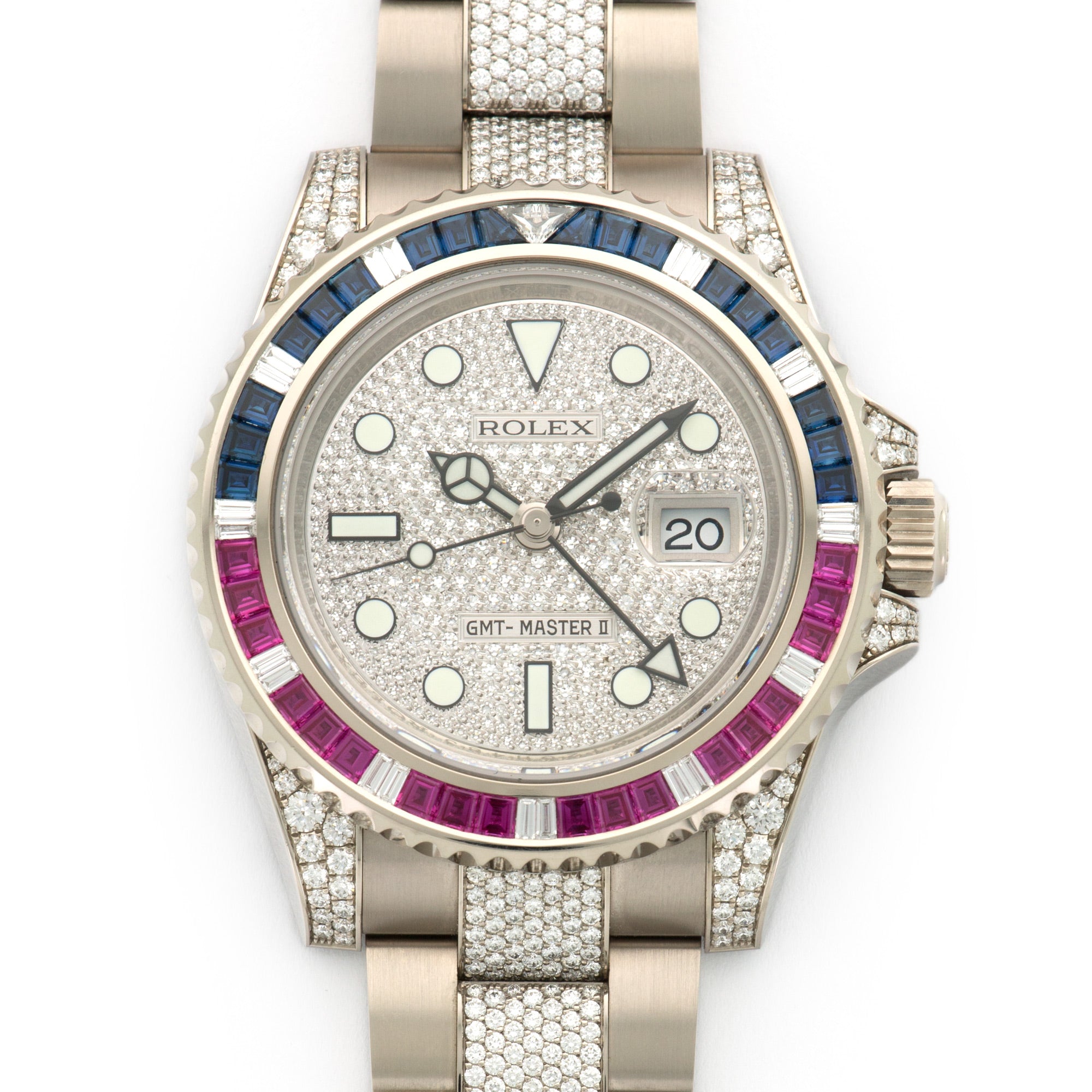 Rolex - Rolex White Gold GMT-Master II Sapphire Ruby Diamond Watch Ref. 116759 - The Keystone Watches