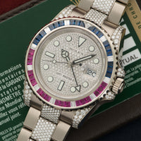 Rolex White Gold GMT-Master II Sapphire Ruby Diamond Watch Ref. 116759